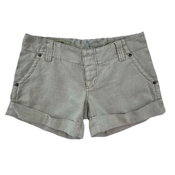 Fillmore California 100% Linen Shorts Size 25 Beige Textured Rolled Hem Boho - Picture 1 of 9